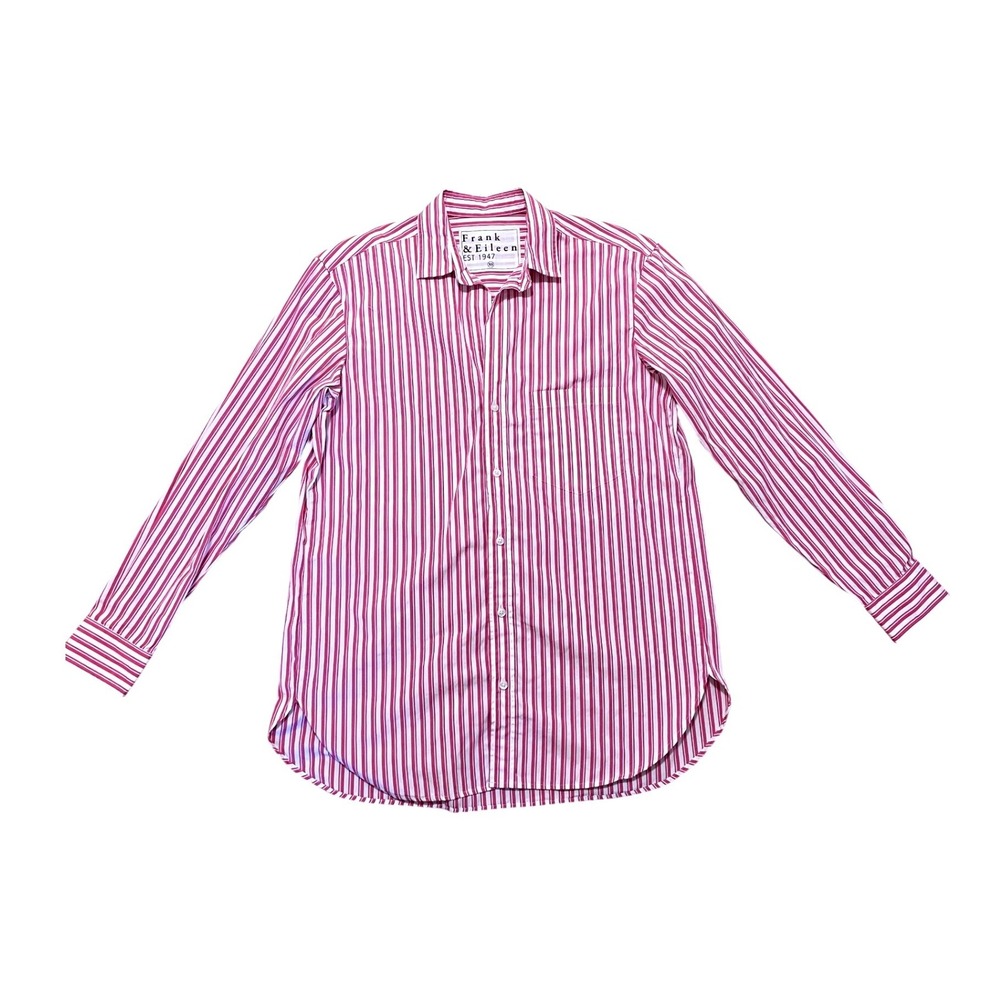Frank & Eileen Joedy Shirt XS Pink White Striped Button Down Italian Cotton XS